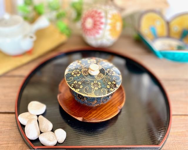 Amazon | 百華園 九谷『蓋付湯呑』青粒(ハンコ版) 磁器 80ml 1個